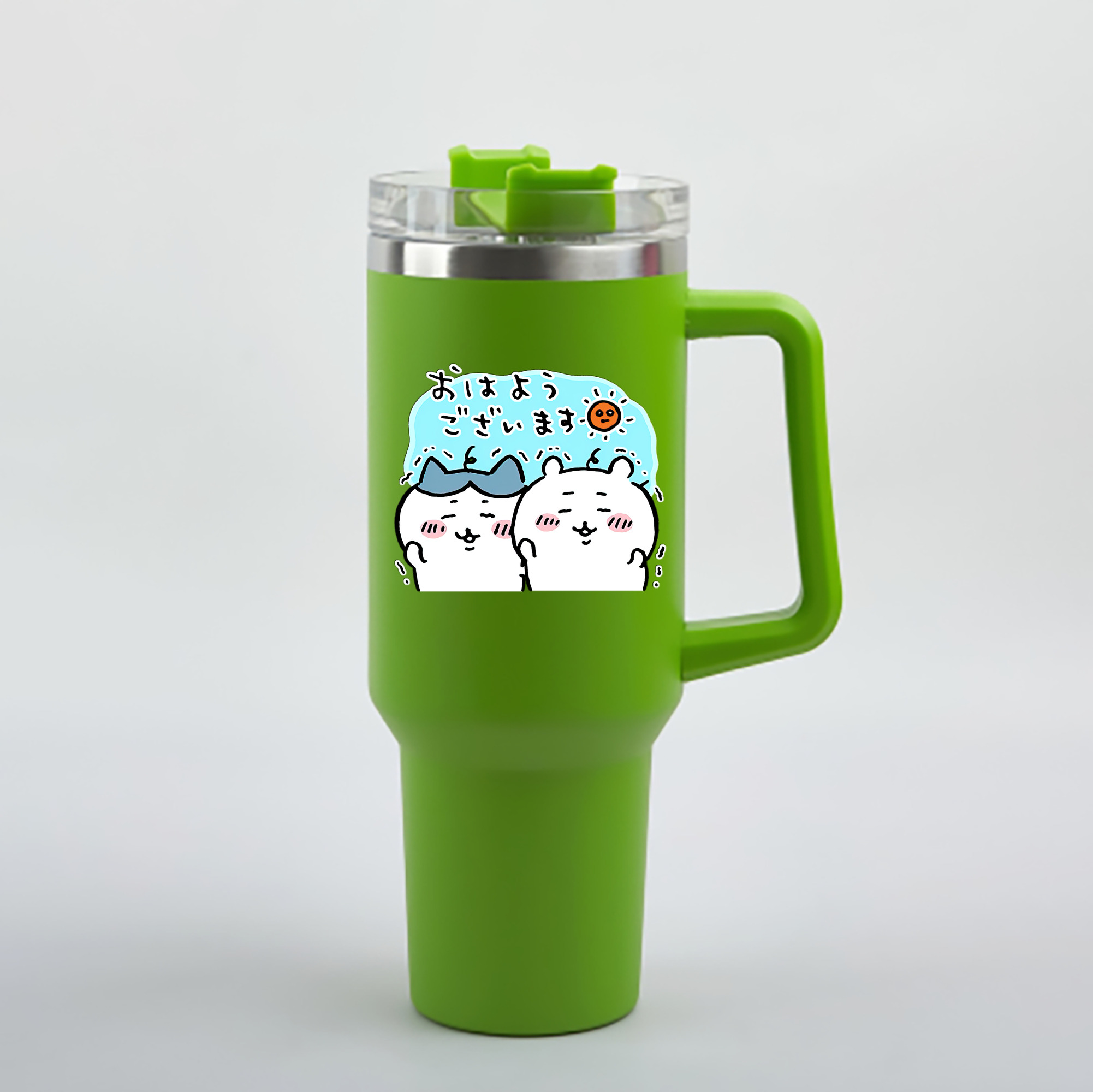 （画像用） ちいかわ ハチワレ Chii-kawa hachiware 1200mL車用タンブラー - クリスタルステッカー（プラスチックストロー付き）